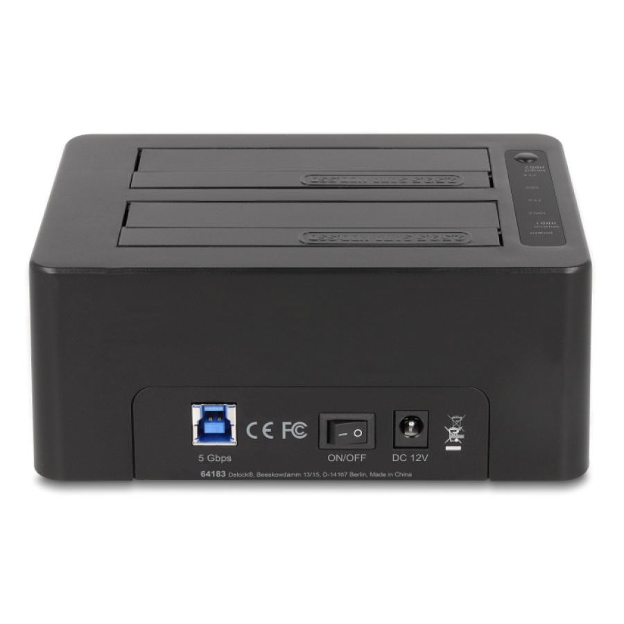 DELOCK docking station 64183 clone function, 2x HDD, CF/SD, 5Gbps, μαύρο - Image 3