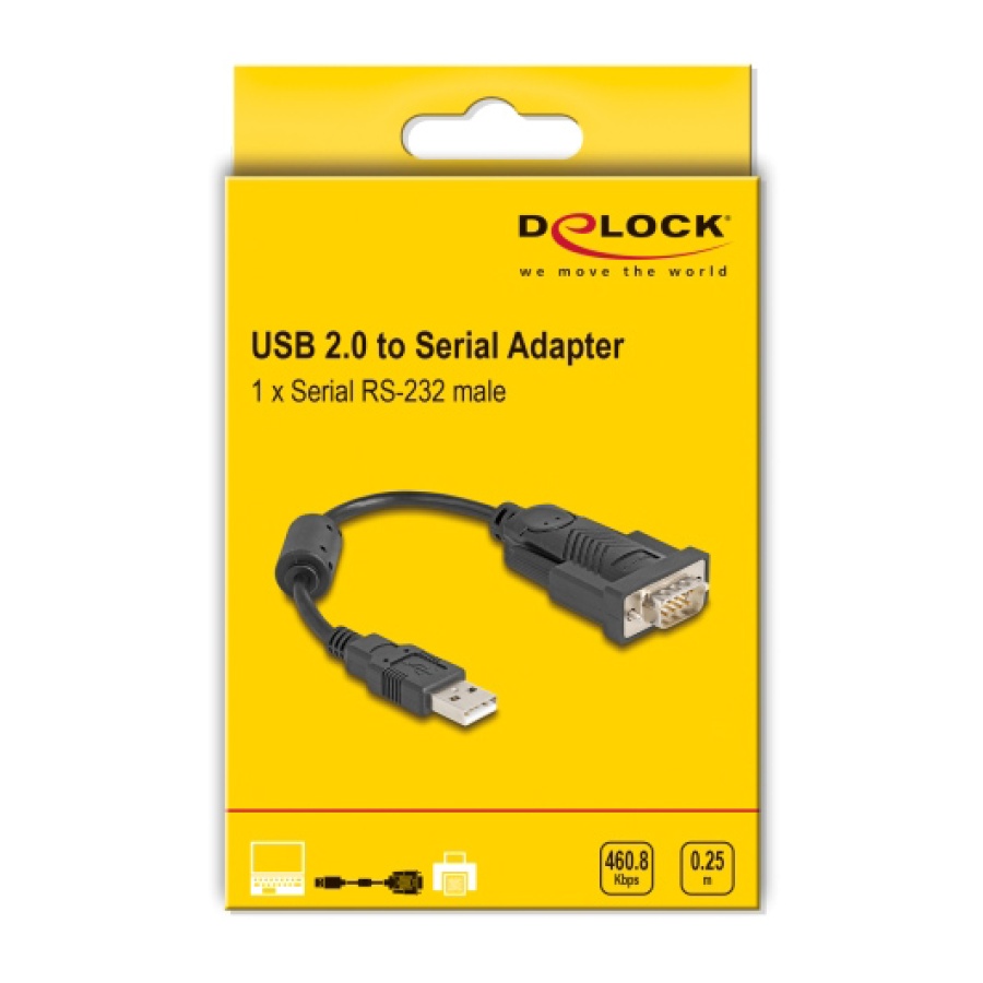 DELOCK αντάπορας USB σε RS-232 64276, 460.8Kbps, 0.25m, μαύρος - Image 4