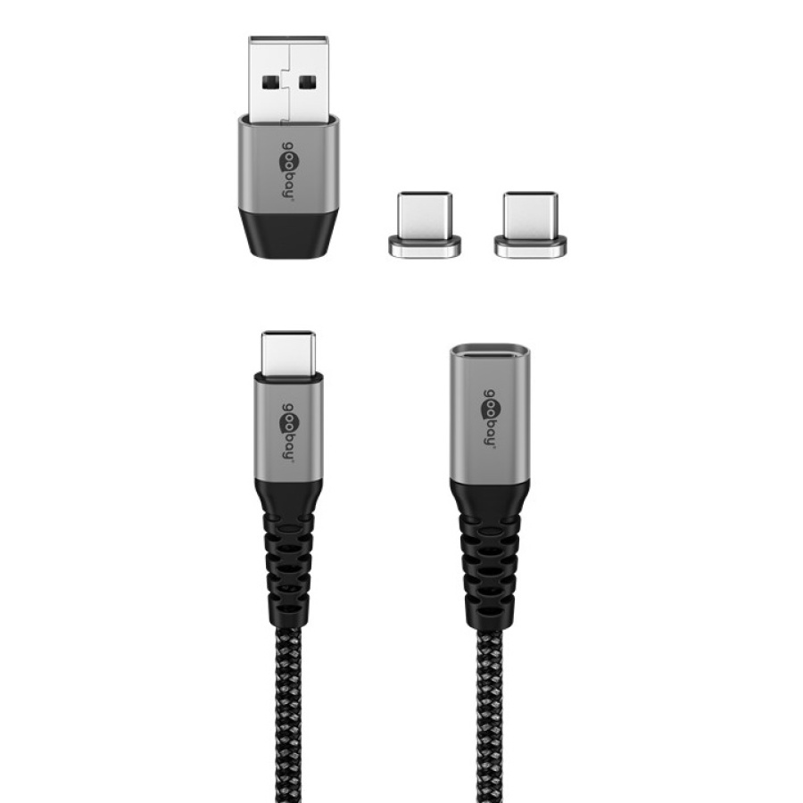 GOOBAY καλώδιο USB/USB-C σε USB-C 65653, μαγνητικό, 60W, 1m, γκρι - Image 3