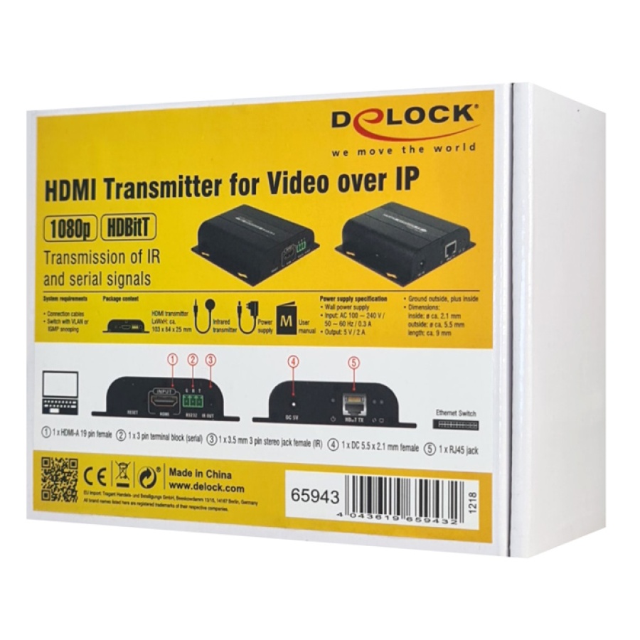 DELOCK HDMI video extender 65943 μέσω καλωδίου RJ45, 1080p, HDBitT, 100m - Image 5