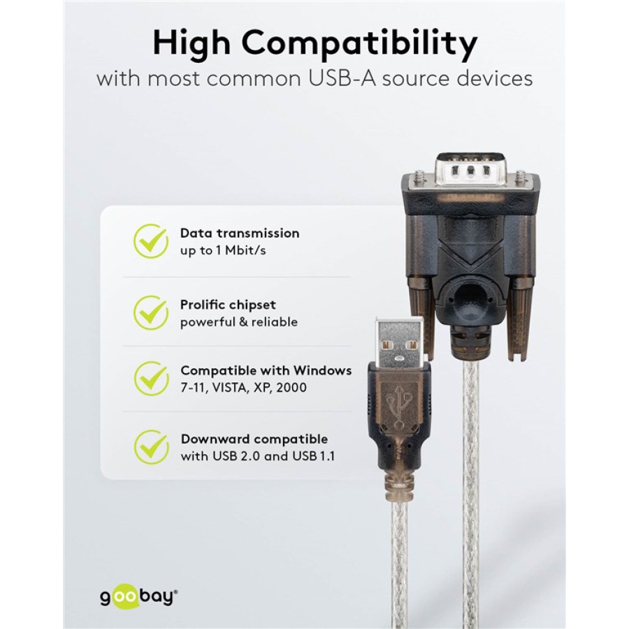 GOOBAY καλώδιο USB σε RS-232 68875, 1 Mbit/s, 1.5m, διάφανο - Image 3