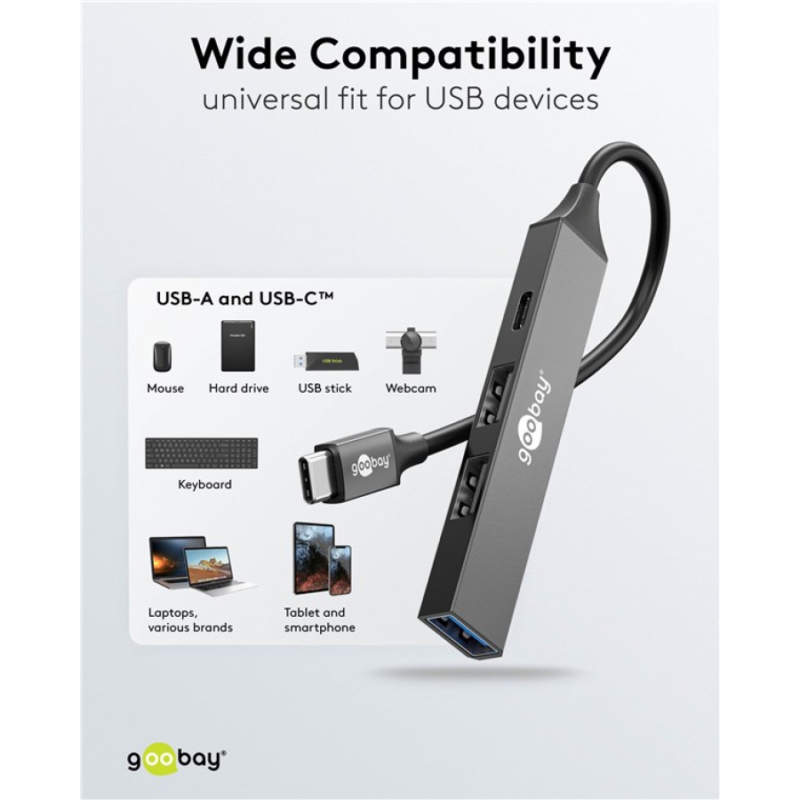 GOOBAY USB hub 74459, 4x θυρών, USB 3.2, 5Gbps, USB-C σύνδεση, γκρι - Image 4