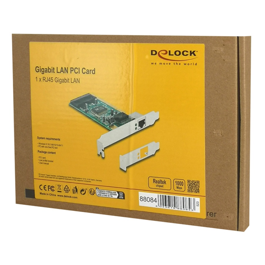 DELOCK κάρτα επέκτασης PCI σε 1x RJ45 Gigabit 88084, 1000Mbps - Image 4
