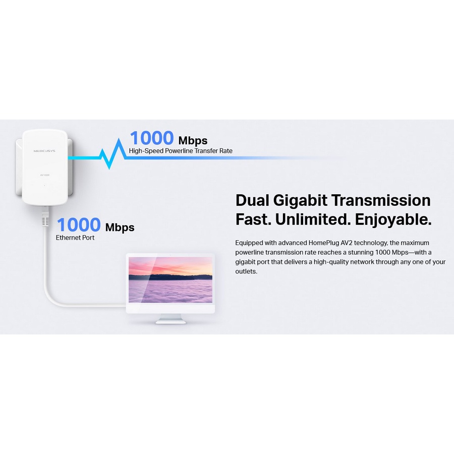 MERCUSYS Powerline MP500 Kit, AV1000 Gigabit, Ver: 1.0 - Image 2