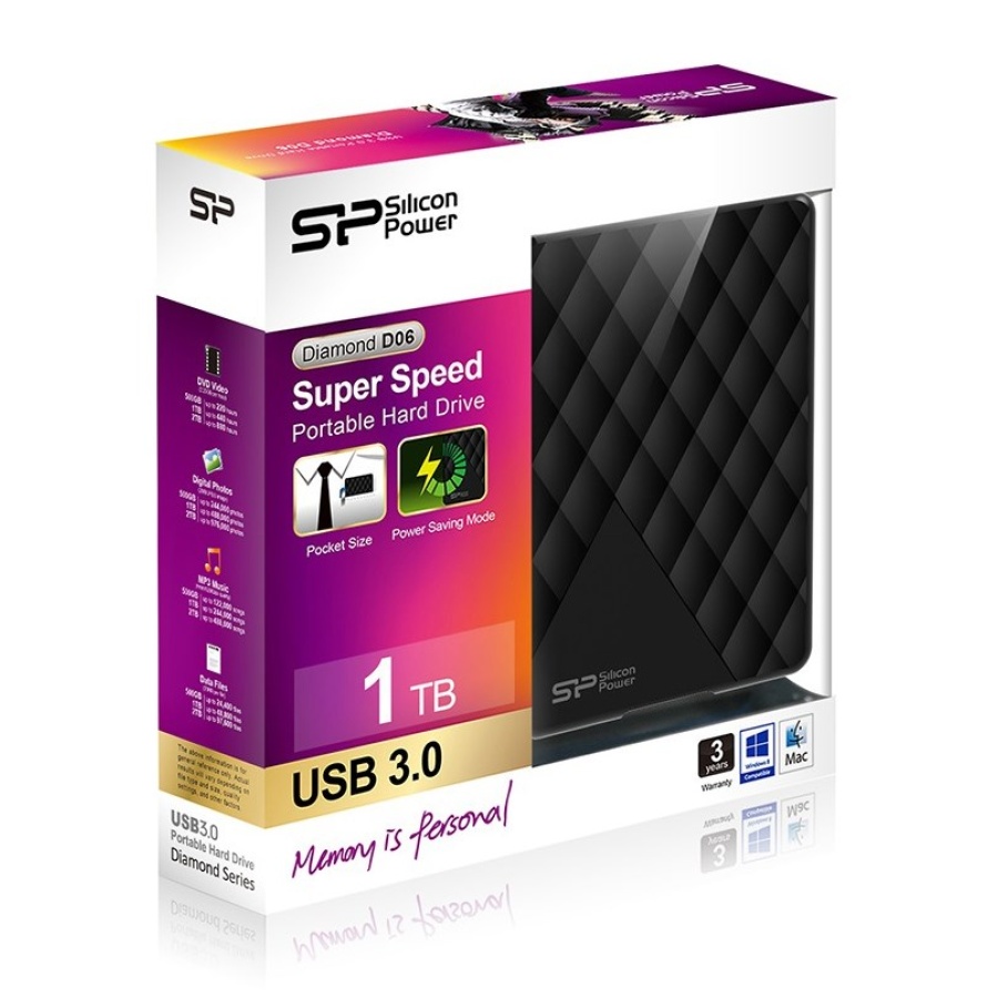 SILICON POWER εξωτερικός HDD 1TB Diamond D06, USB 3.2, μαύρος - Image 2