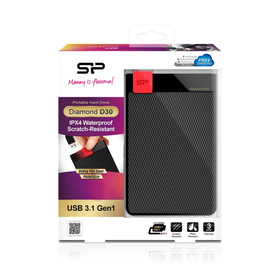 SILICON POWER Εξωτερικός HDD 1TB Diamond D30 D3S, USB 3.2, Black - Image 5