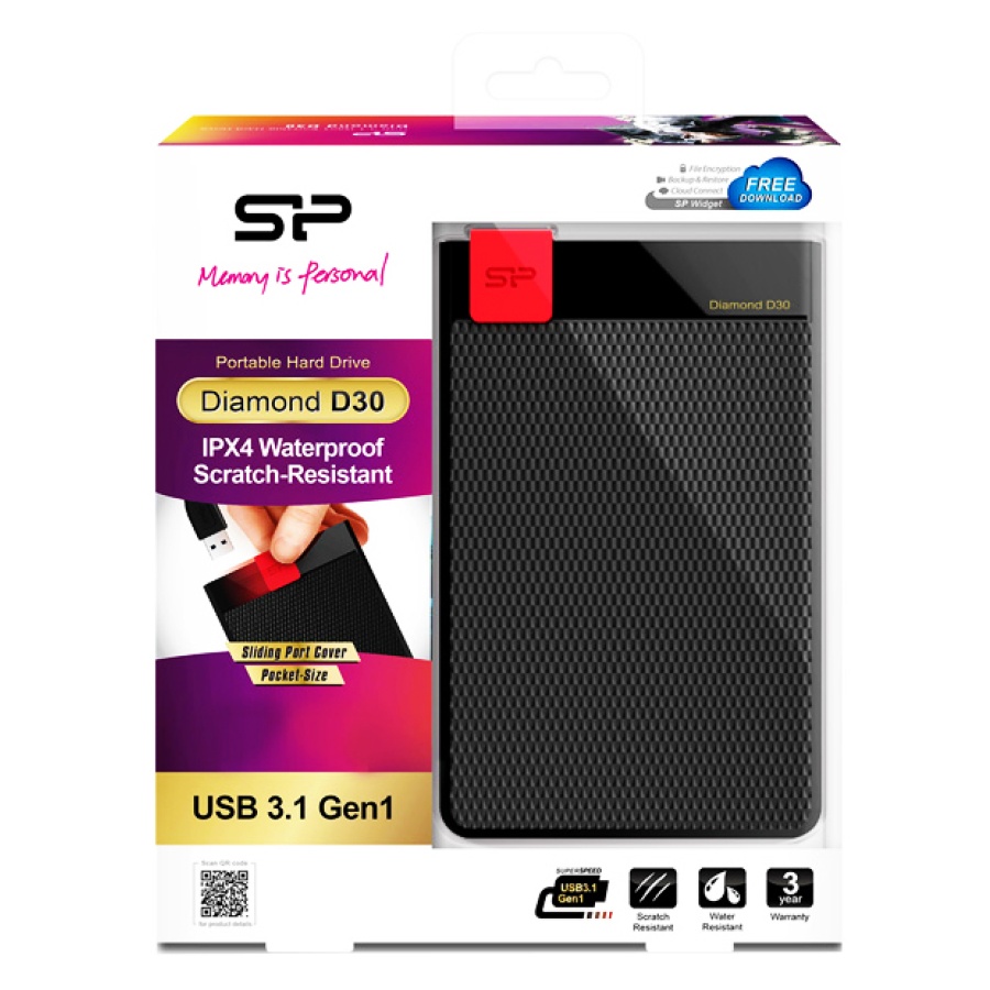 SILICON POWER Εξωτερικός HDD 1TB Diamond D30 D3S, USB 3.2, Black - Image 6