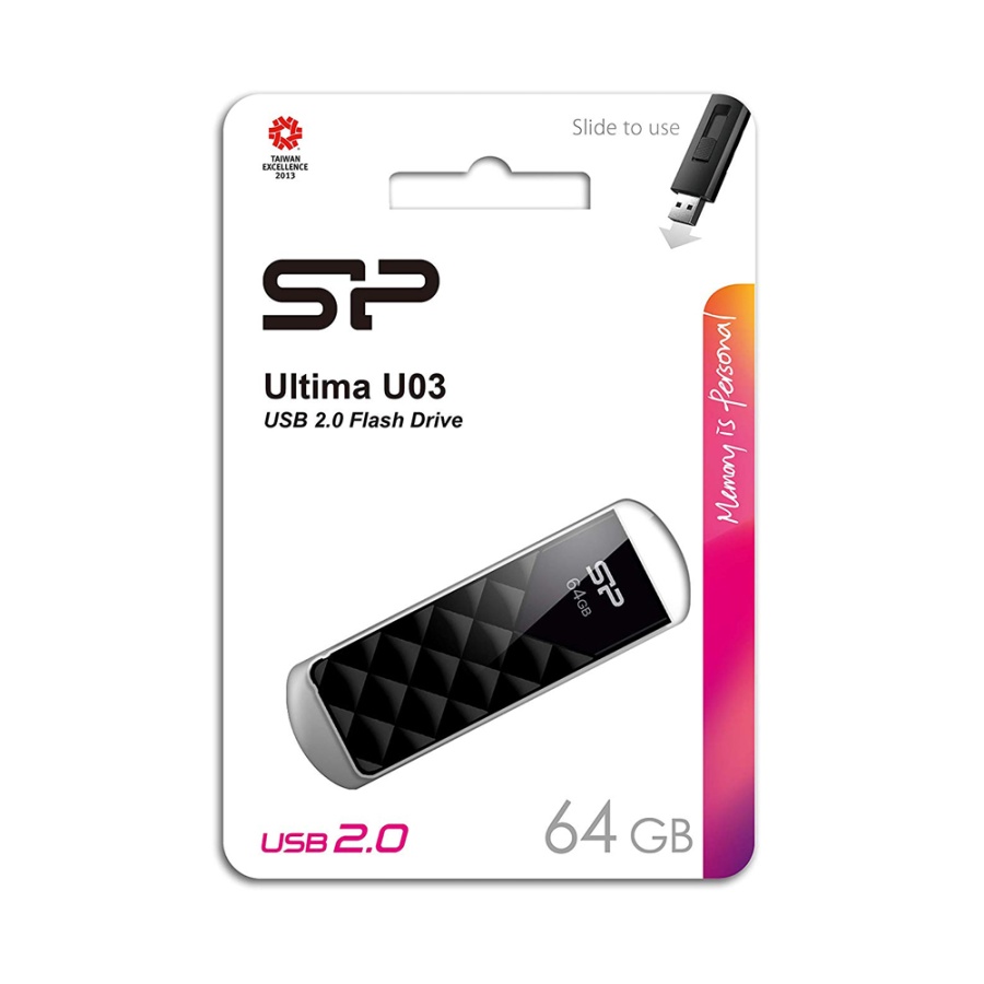 SILICON POWER USB Flash Ultima U03, 64GB, USB 2.0, μαύρο - Image 3