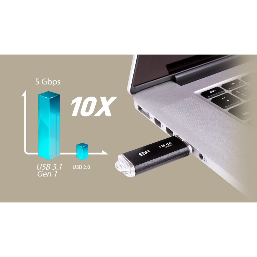 SILICON POWER USB Flash Drive Blaze B02, 128GB, USB 3.2, μαύρο - Image 2