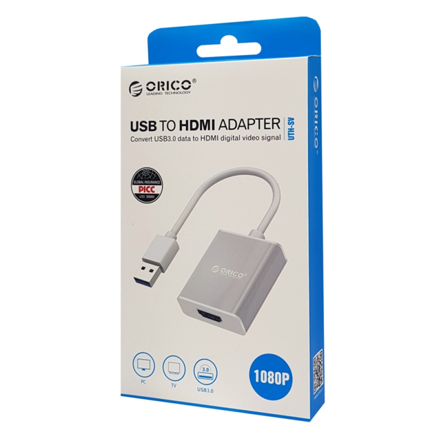 ORICO αντάπτορας USB 3.0 σε HDMI UTH-SV, 1080p, 15cm, ασημί - Image 3