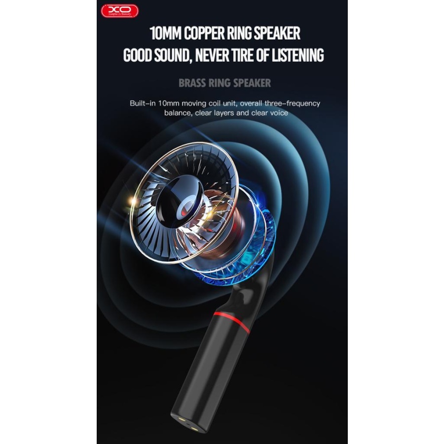 XO BE27 LAVALIER ΑΚΟΥΣΤΙΚΟ BLUETOOTH ΜΕ ΚΟΥΜΠΙ ΑΦΗΣ, ΜΑΥΡΟ - Image 3