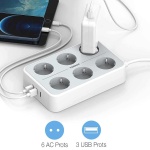 TESSAN TS303 ΠΟΛΥΜΠΡΙΖΟ 6 ΘΕΣΕΩΝ, 3 USB, ΓΚΡΙ/ΛΕΥΚΟ - Image 3