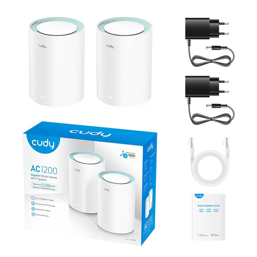 CUDY M1300 AC1200 DUAL BAND WIFI MESH SYSTEM, 2 PACK - Image 4