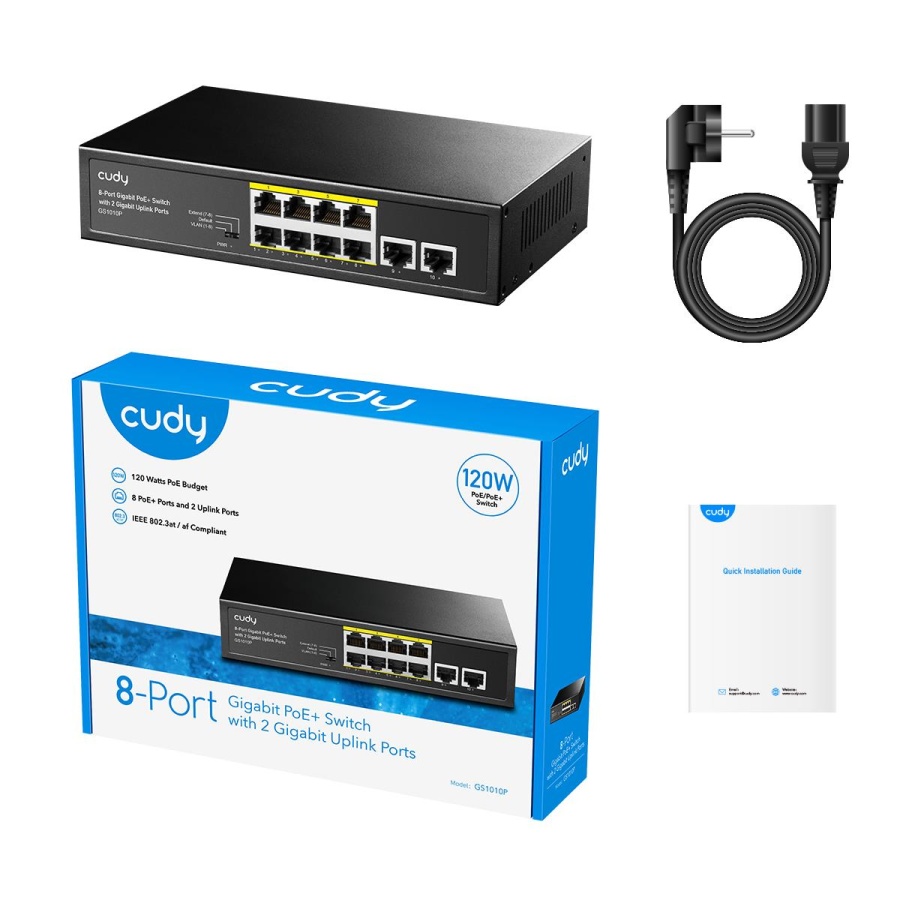CUDY GS1010P 8 PORT + 2 UPLINK GIGABIT POE+ SWITCH, 120W - Image 3