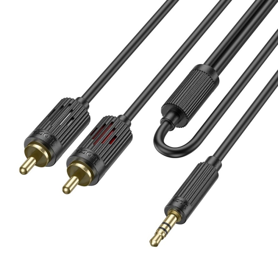 HOCO UPA28 ΚΑΛΩΔΙΟ ΗΧΟΥ 3.5 ΣΕ 2x RCA, ΜΑΥΡΟ - Image 3