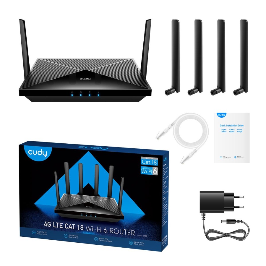 CUDY LT18 AX1800 WI-FI 6 MESH 4G LTE CAT 18 GIGABIT ROUTER , 4X4 MU-MIMO, POE - Image 4