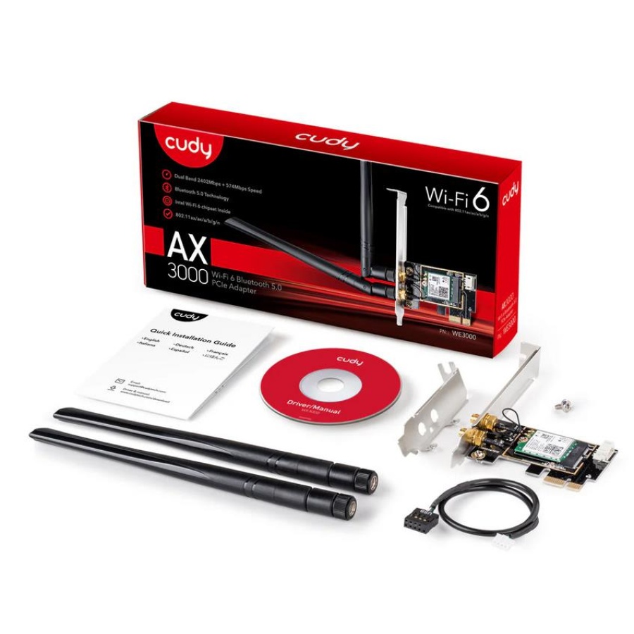 CUDY WE3000 AX3000 DUAL BAND WIFI PCI-e ΚΑΡΤΑ ΔΙΚΤΥΟΥ, BLUETOOTH, WIFI6 - Image 3