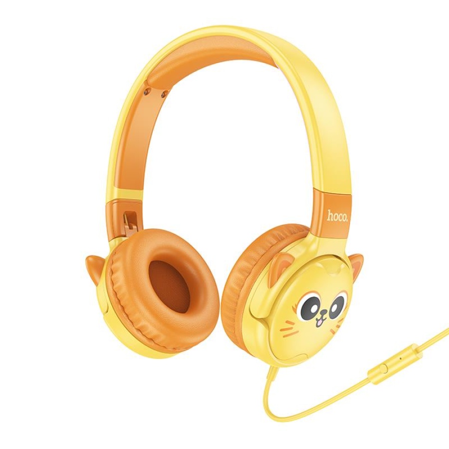 HOCO W61 VOICE WIRED HEADPHONES, SUN YELLOW - Image 2