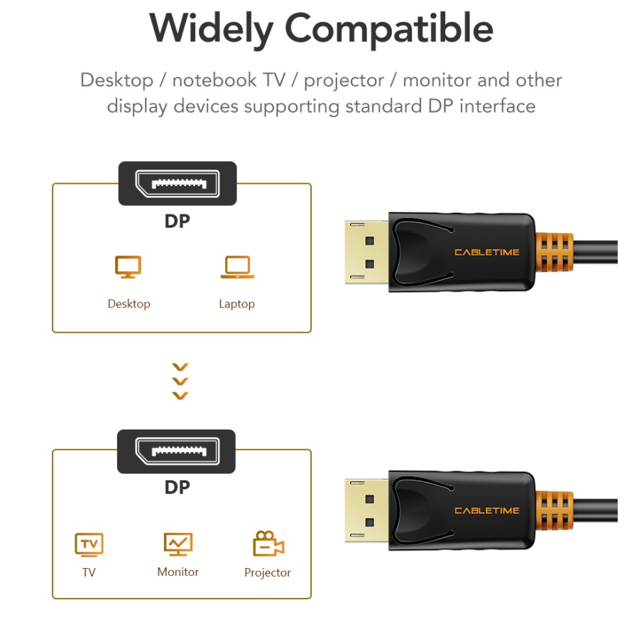CABLETIME καλώδιο DisplayPort CT-01G, 4K/60Hz, 1m, μαύρο - Image 3