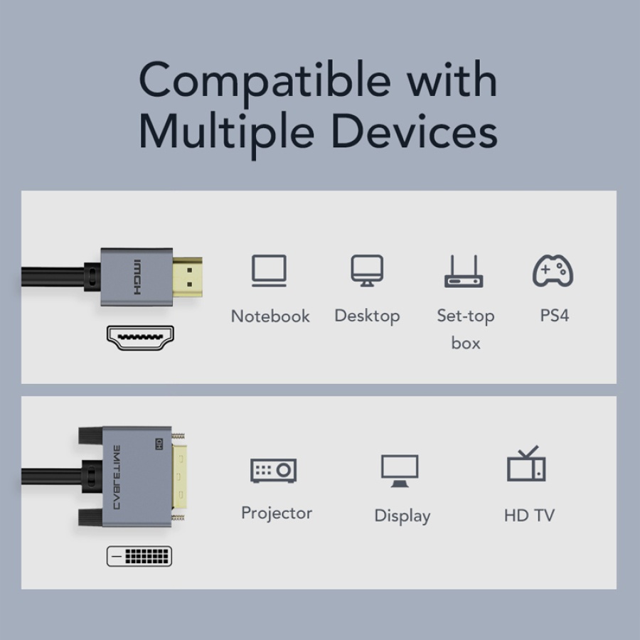 CABLETIME καλώδιο HDMI σε DVI PH241G, 1080p/60Hz, 1m, μαύρο - Image 4