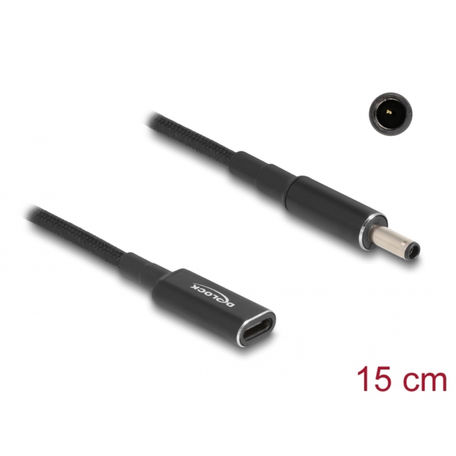 DELOCK καλώδιο τροφοδοσίας 60036, USB-C σε Dell 4.5x3.0mm, 15cm, μαύρο - Image 3