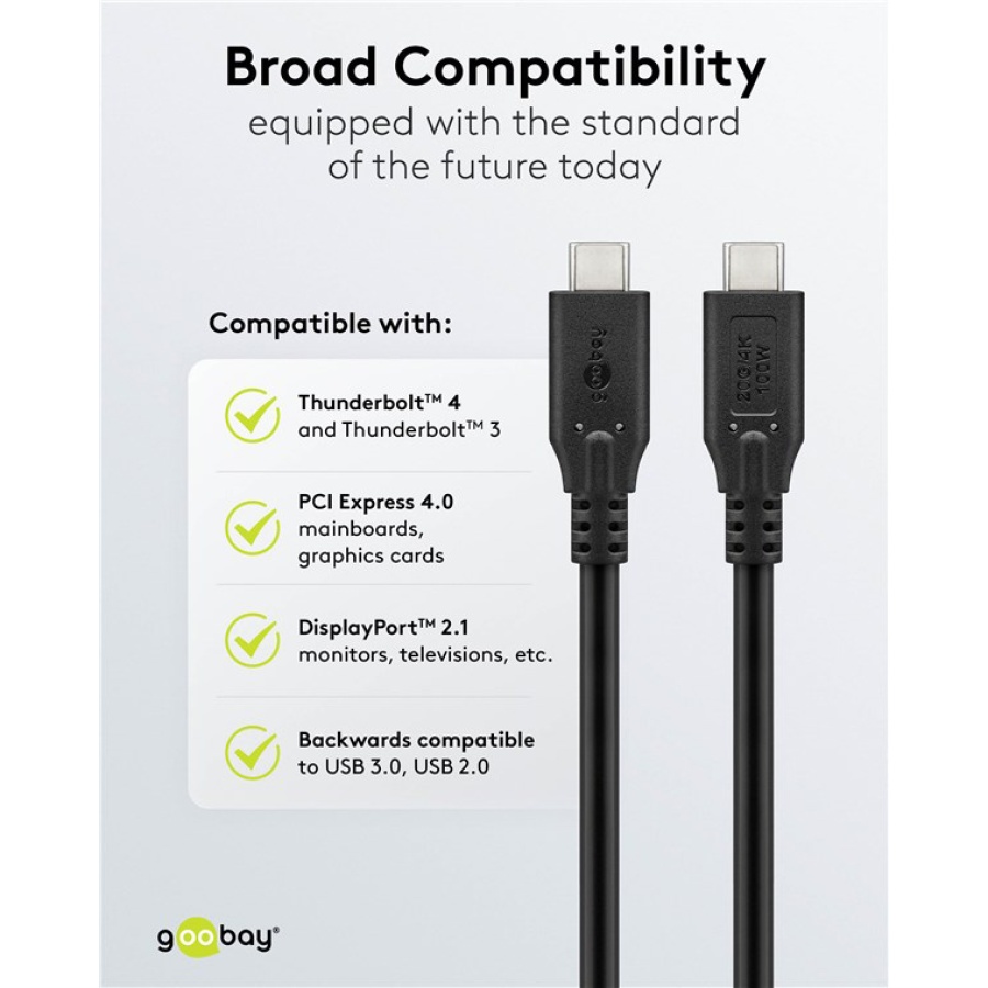 GOOBAY καλώδιο USB-C 74196, USB4, 100W, 20Gbps, 4K/60Hz, 1.5m, μαύρο - Image 3