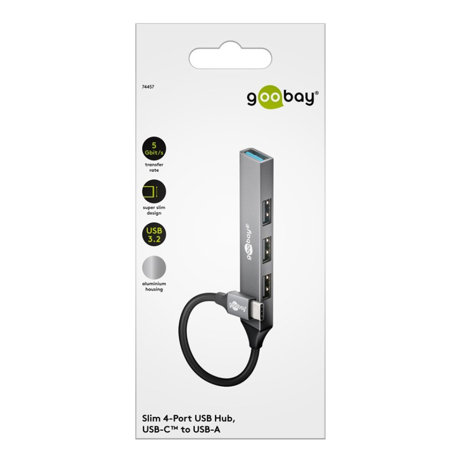 GOOBAY USB hub 74457, 4x θυρών, USB 3.2, 5Gbps, USB-C σύνδεση, γκρι - Image 8