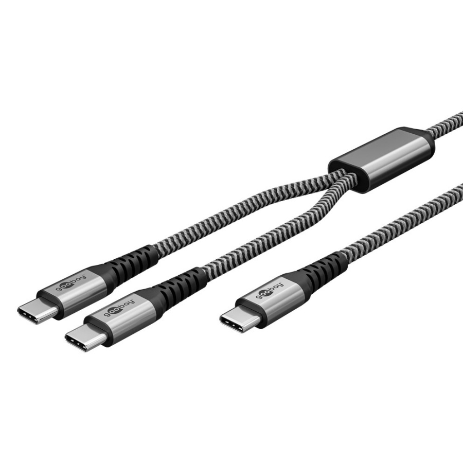 GOOBAY καλώδιο USB-C σε 2x USB-C 75739, 60W, 480Mbps, 1.5m, γκρι