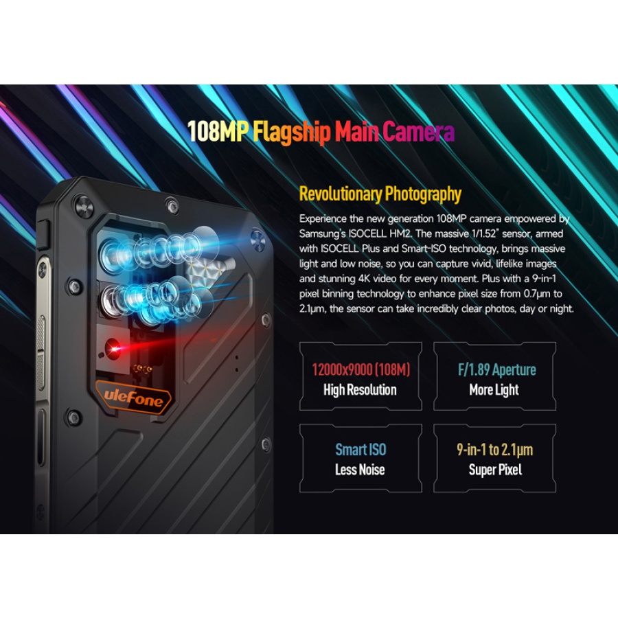 ULEFONE smartphone Power Armor 18T Ultra, 6.58", 12/512GB, 5G, 9600mAh, IP68/IP69K, μαύρο - Image 12