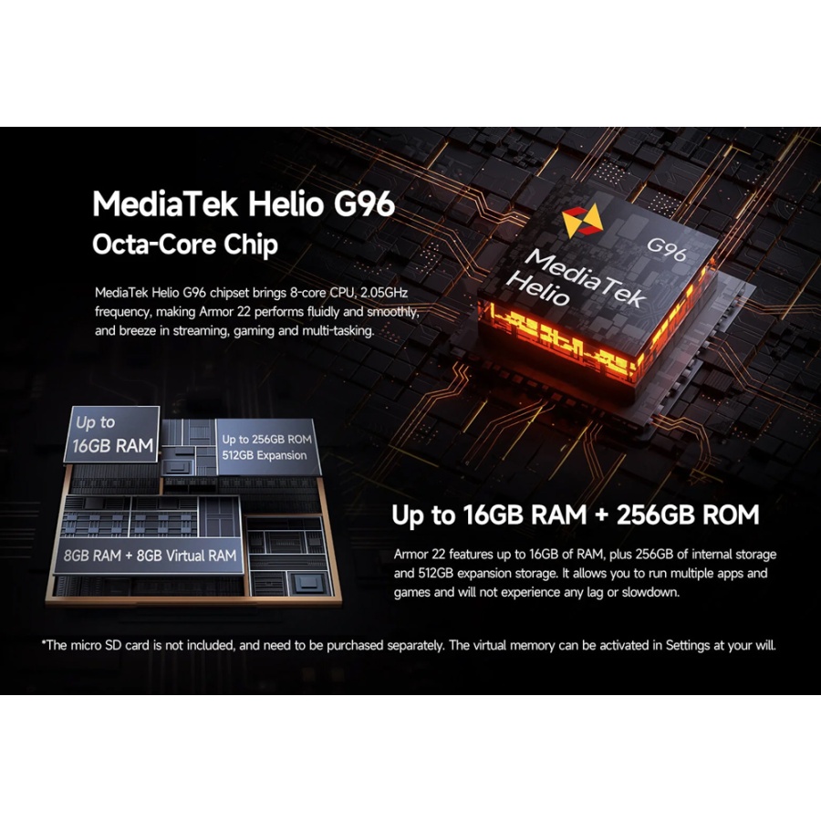 ULEFONE smartphone Armor 22, 6.58", 8/128GB, 6600mAh, IP68/IP69K, μαύρο - Image 5