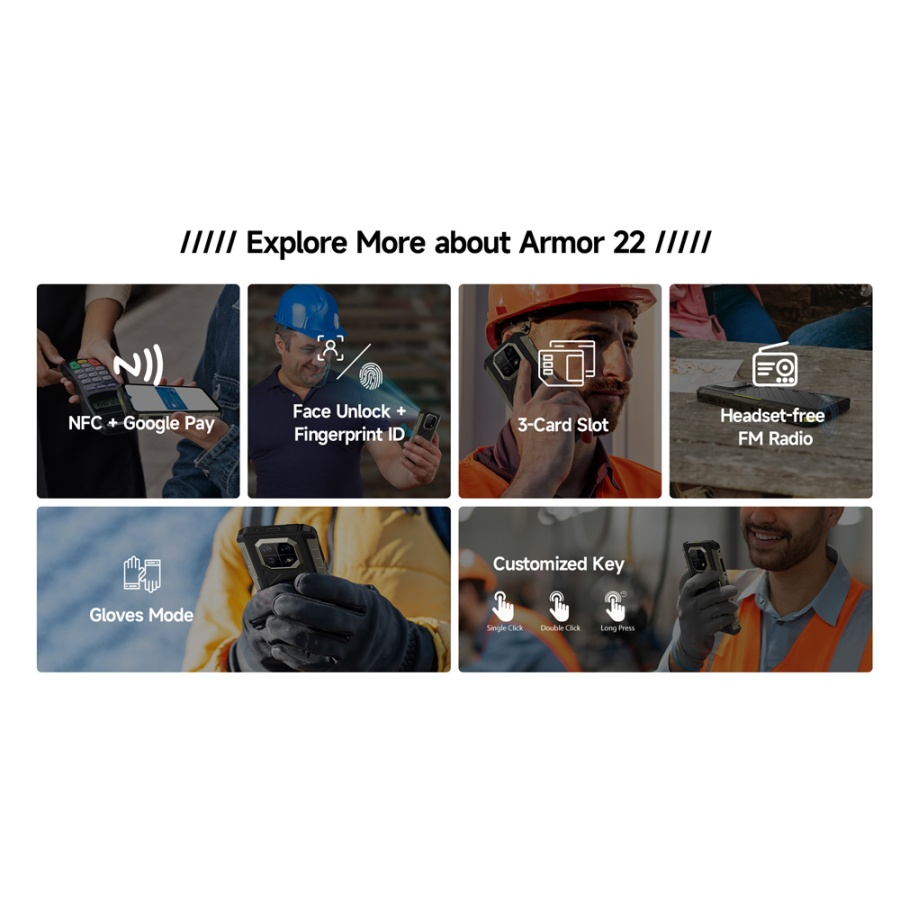 ULEFONE smartphone Armor 22, 6.58", 8/128GB, 6600mAh, IP68/IP69K, μαύρο - Image 10