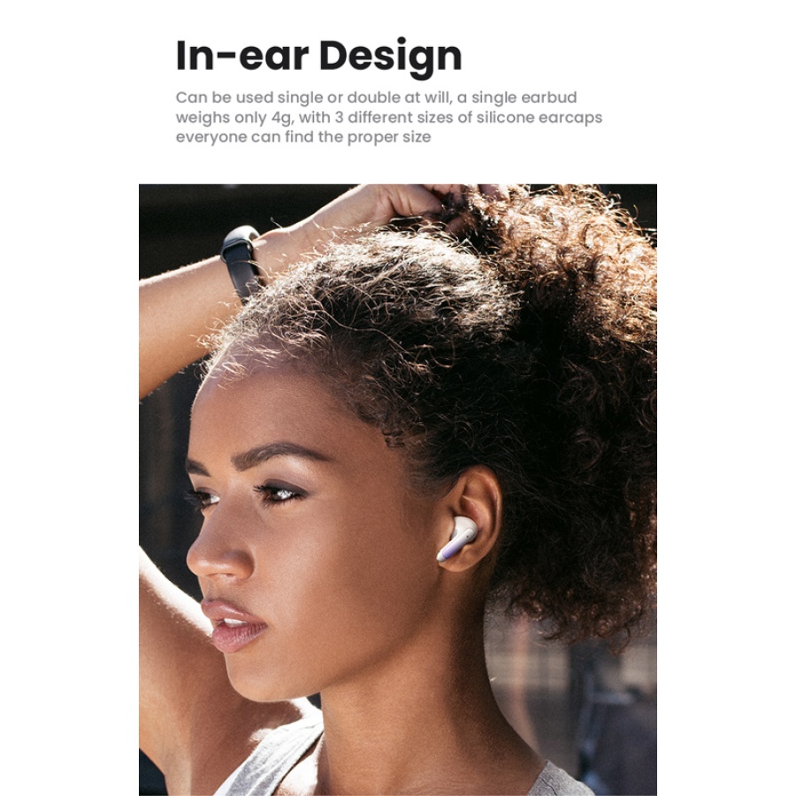 USAMS earphones με θήκη φόρτισης US-XD19, TWS, ENC, Φ13mm, λευκά - Image 4