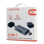 CABLETIME card reader CT-ACSD3-AG, SD/micro SD, USB/USB-C, 5Gbps, γκρι - Image 3