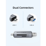 CABLETIME card reader CT-ACSD3-AG, SD/micro SD, USB/USB-C, 5Gbps, γκρι - Image 4