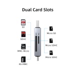 CABLETIME card reader CT-ACSD3-AG, SD/micro SD, USB/USB-C, 5Gbps, γκρι - Image 5