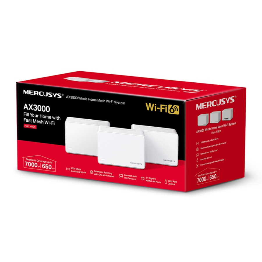 MERCUSYS Mesh Wi-Fi 6 System Halo H80X, 3Gbps Dual Band, 3τμχ, Ver. 1.0 - Image 6