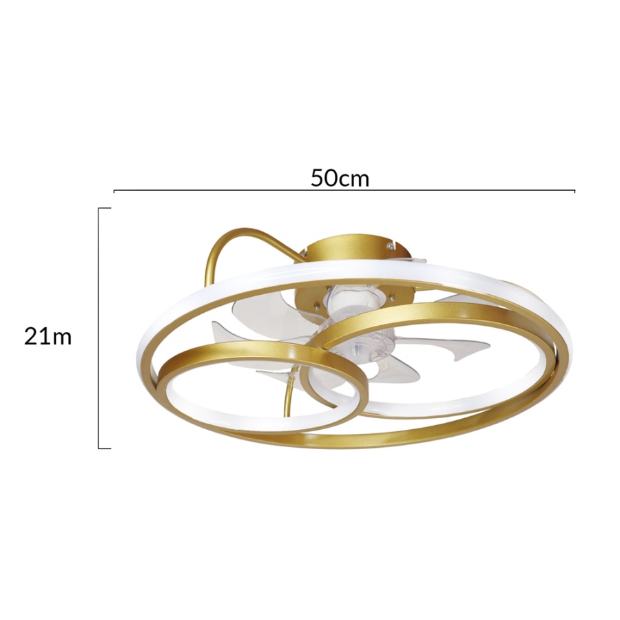 POWERTECH smart ανεμιστήρας οροφής HLL-0178 με LED φως, 50W, Φ50x21cm, χρυσός - Image 4