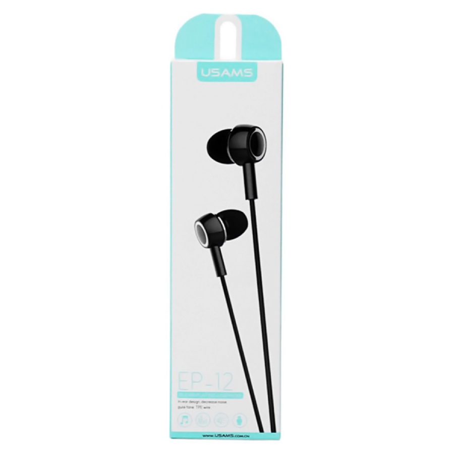 USAMS earphones με μικρόφωνο EP-12, 3.5mm σύνδεση, Φ10mm, 1.2m, μαύρα - Image 4