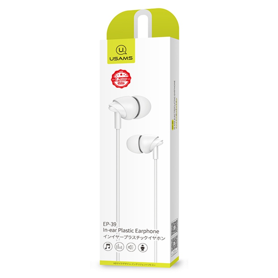 USAMS earphones με μικρόφωνο EP-39, 3.5mm σύνδεση, Φ10mm, 1.2m, λευκά - Image 3