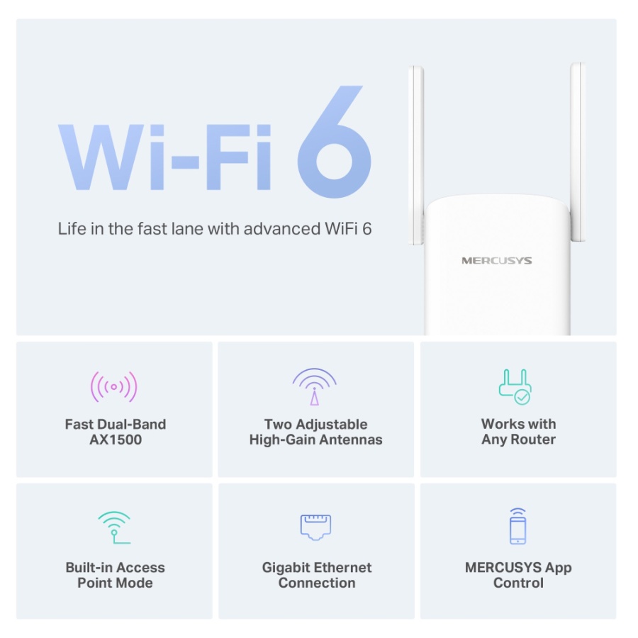 MERCUSYS range extender ME60X, WiFi 6, 1500Mbps AX1500, Ver. 1.0 - Image 3