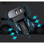 USAMS φορτιστής αυτοκινήτου C13 & καλώδιο type-C, 2x USB, 2.1A, μαύρο - Image 3