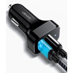 USAMS φορτιστής αυτοκινήτου C13 & καλώδιο type-C, 2x USB, 2.1A, μαύρο - Image 2