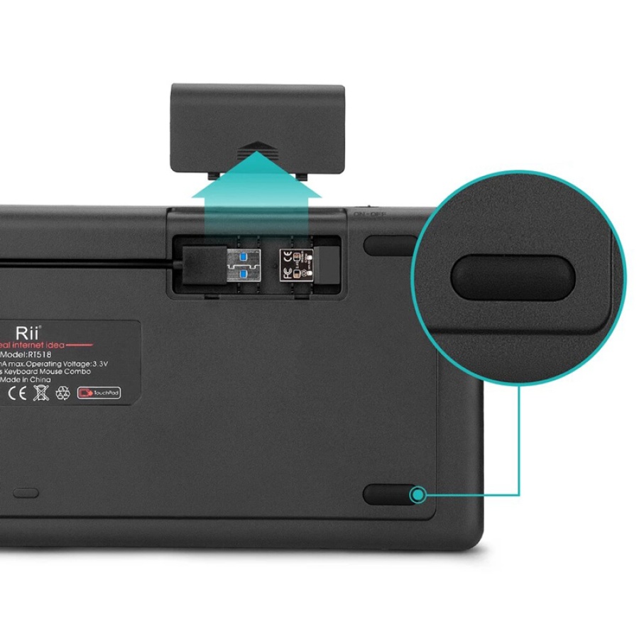RIITEK ασύρματο πληκτρολόγιο Mini K18+ με touchpad, RGB backlit, 2.4GHz - Image 4