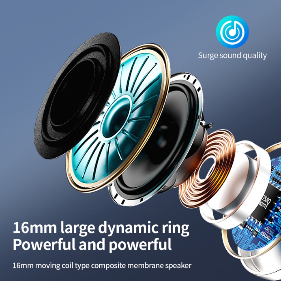 CELEBRAT open earphones SE3, Bluetooth 5.0, 180mAh, Φ16mm, μαύρα - Image 5