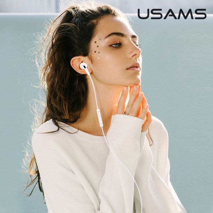 USAMS earphones με μικρόφωνο EP-41, 3.5mm σύνδεση, Φ10mm, 1.2m, λευκά - Image 6