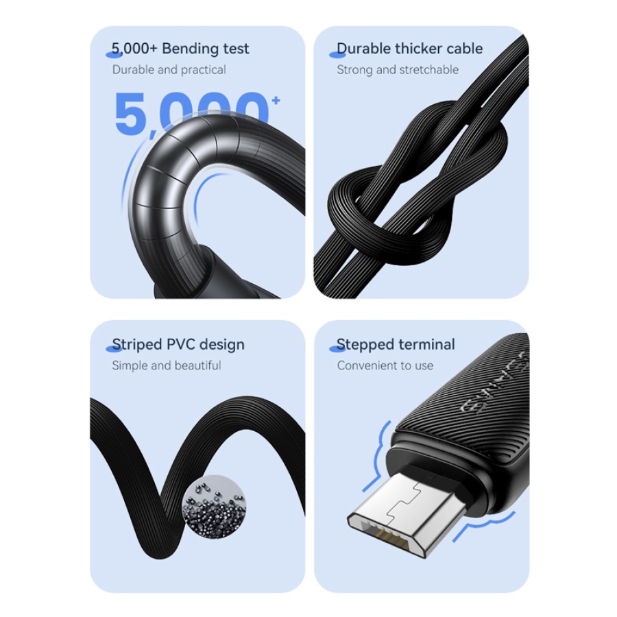 USAMS καλώδιο micro USB σε USB US-SJ690, 10W, 480Mbps, 1m, μαύρο - Image 4