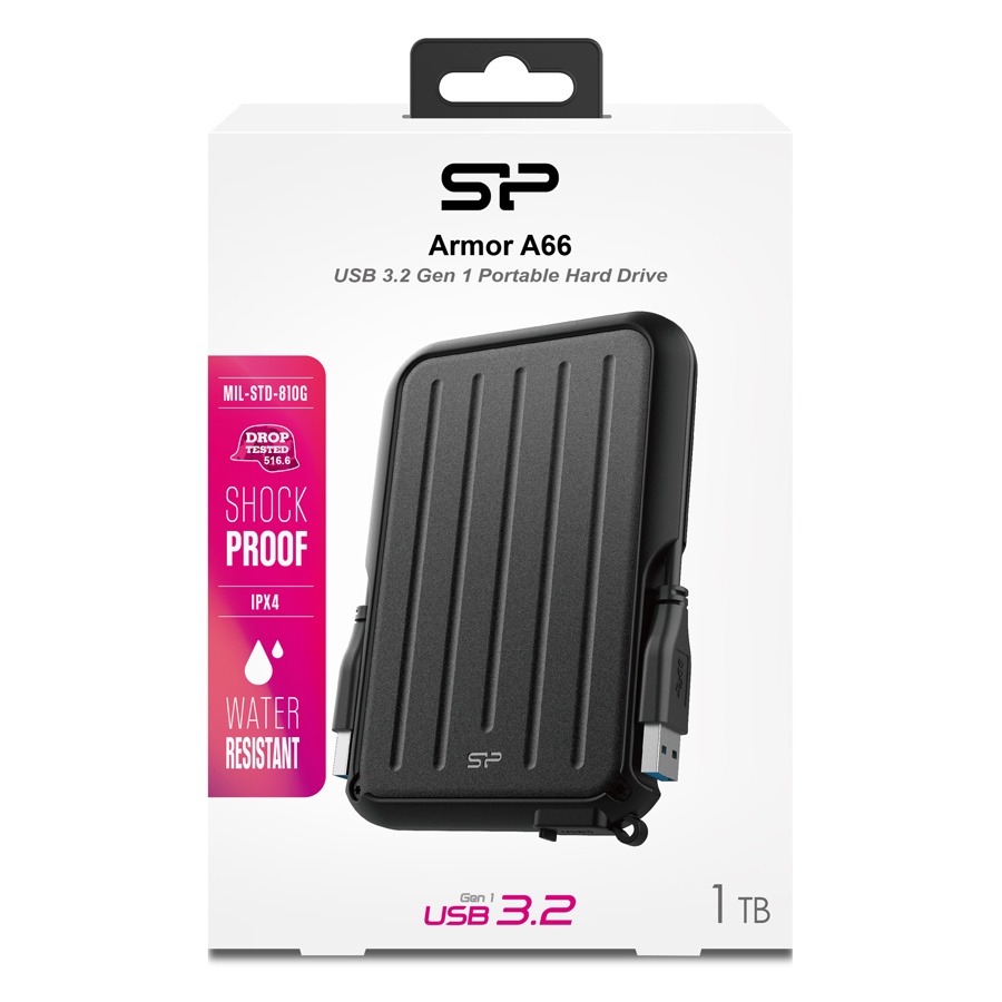 SILICON POWER εξωτερικός HDD Armor A66, 1TB, USB 3.2, μαύρος - Image 4