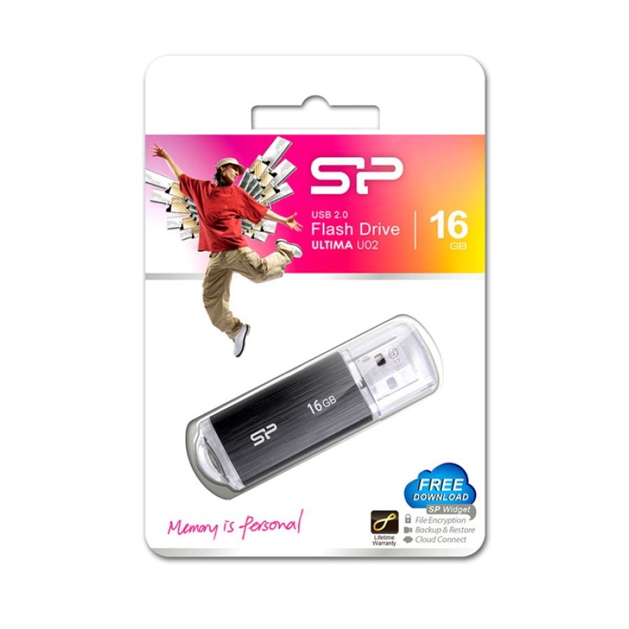 SILICON POWER USB Flash Drive Ultima U02, 16GB, USB 2.0, μαύρο - Image 3