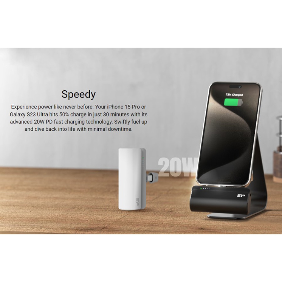 SILICON POWER power bank QD50, USB-C, 5000mAh, 20W PD, μαύρο - Image 2