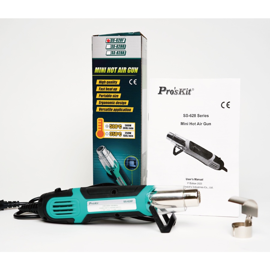 PROSKIT μίνι πιστόλι θερμού αέρα SS-628F, 250/500W, 350/500 °C - Image 8